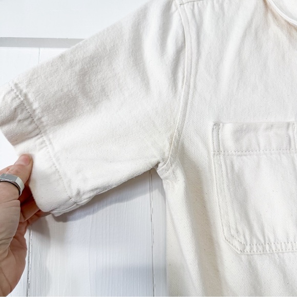 Everlane The Short Sleeve Denim Coverall Ecru Cream Size 0 - Picture 4 of 10